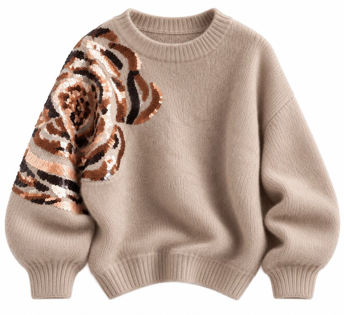PULL FLORA SEQUIN BEIGE