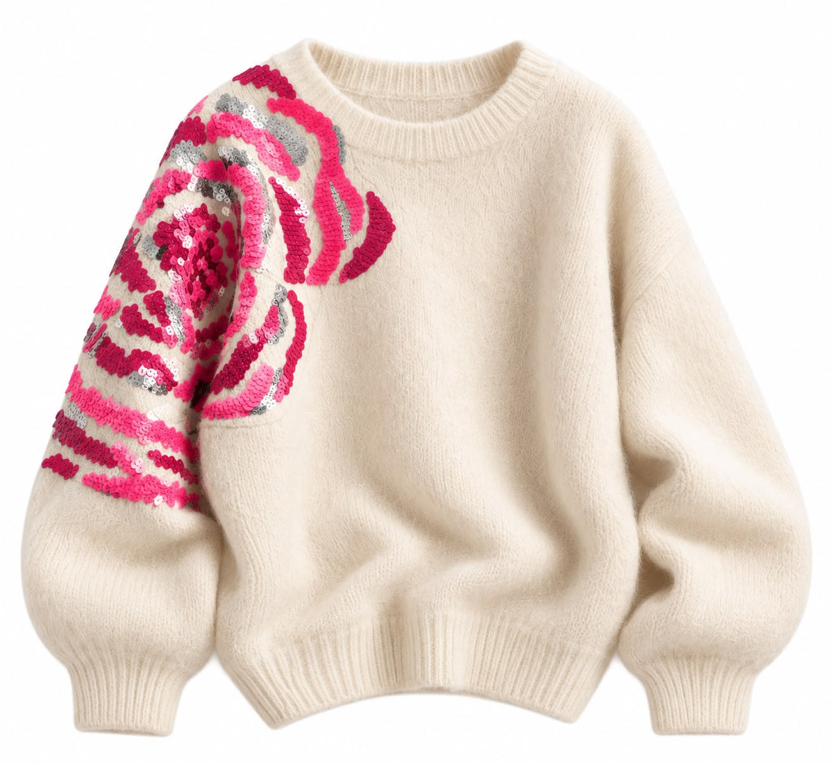 PULL FLORA SEQUIN ECRU