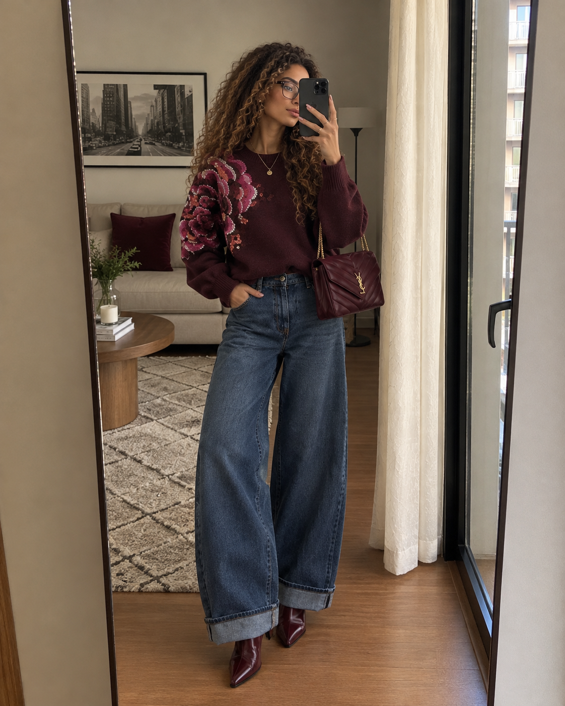 PULL FLORA SEQUIN PRUNE